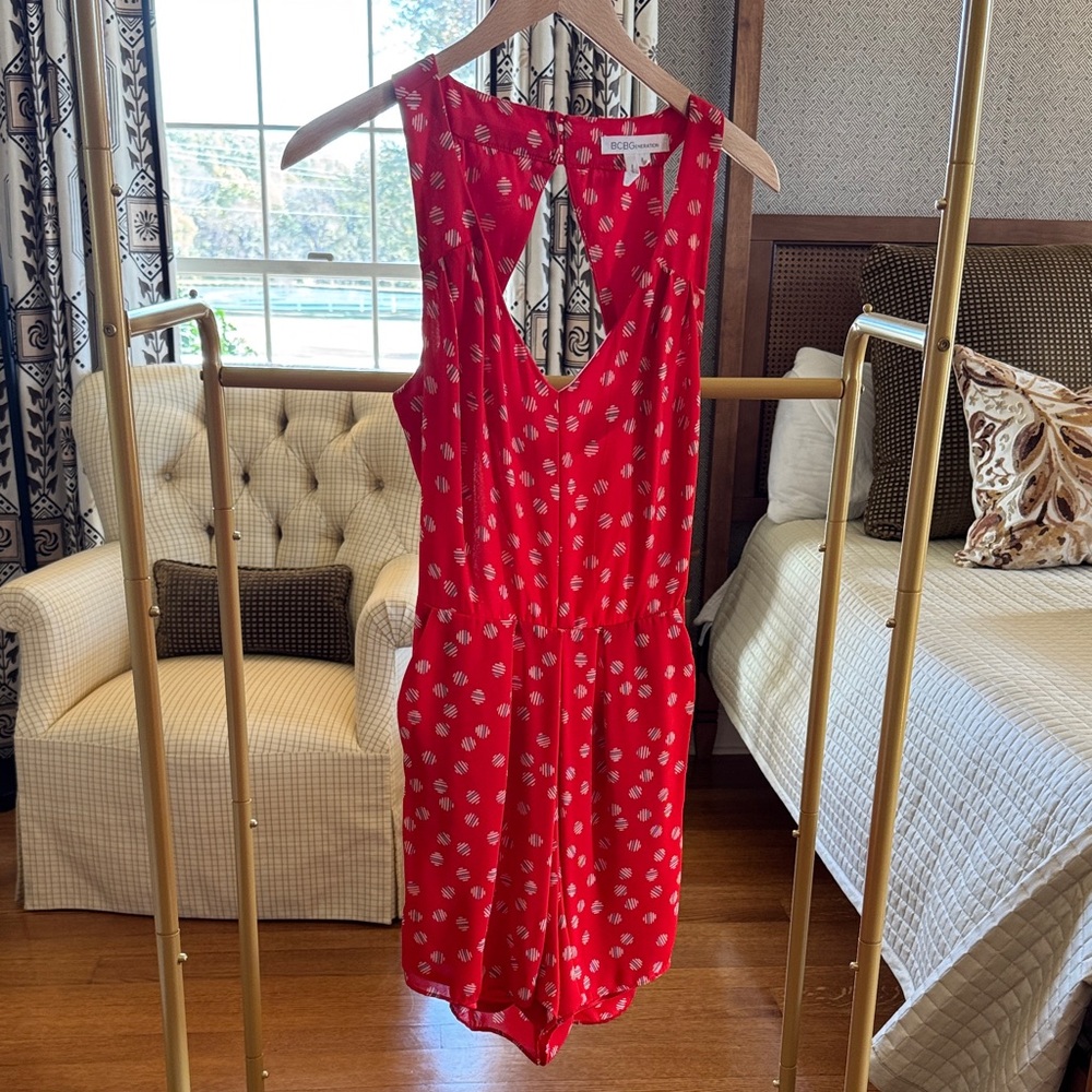 BCBGeneration Red Patterned Romper, 2 - Picture 2 of 6